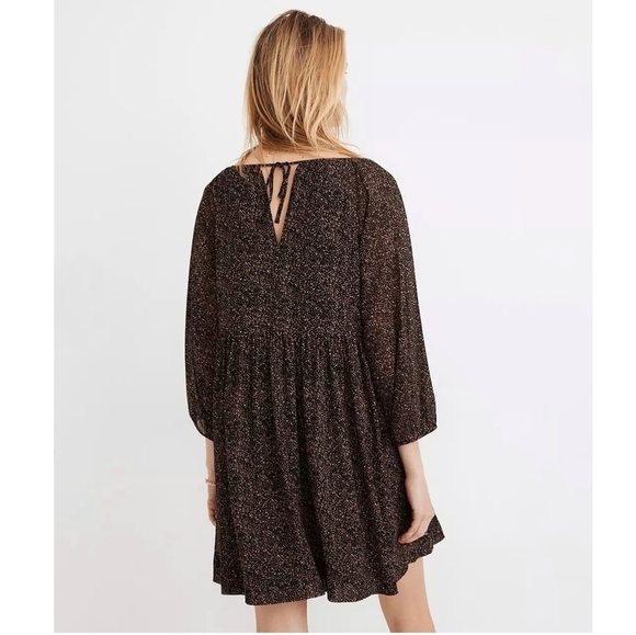 Madewell |‎ Vneck print Long Sleeve mini Flare Dress L - Picture 3 of 16